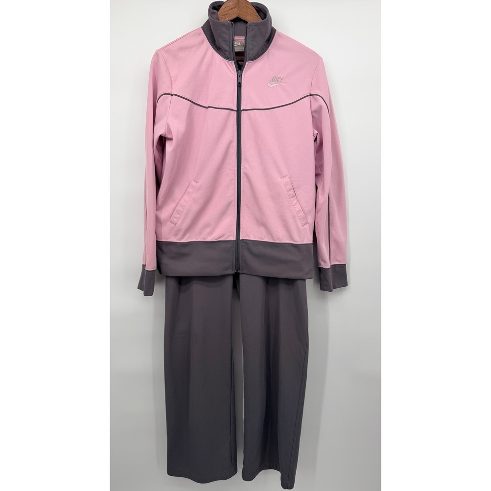 Nike Tracksuit Set Women Large Pink Grey Good Fleece Lined Full Zip 299087-661